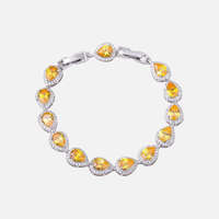 Yellow Tear Drop Bracelet - Silver