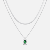 Green Gemstone Chain - Silver