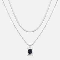 Midnight Gemstone Chain - Silver