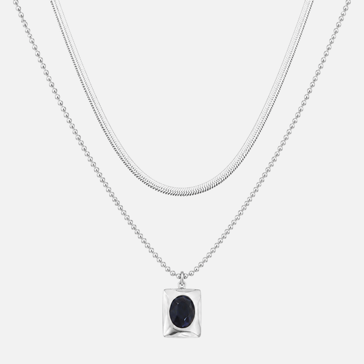 Midnight Gemstone Chain - Silver