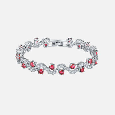 Red Arctic Wave Bracelet - Silver