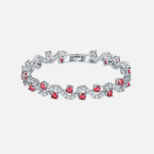 Red Arctic Wave Bracelet - Silver