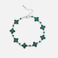 Green Star Clover Bracelet - Silver