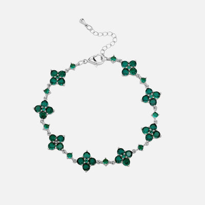 Green Star Clover Bracelet - Silver