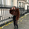 CROPPED MINI HOODED COAT CHOCO