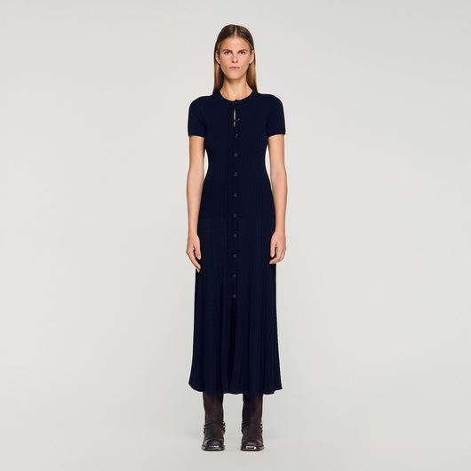 SANDRA LONG KNITTED MARINE DRESS