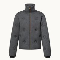 DARK GREY MONOGRAM KNITTED COAT