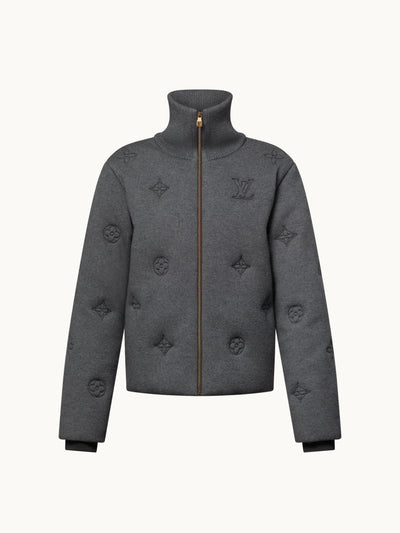 DARK GREY MONOGRAM KNITTED COAT