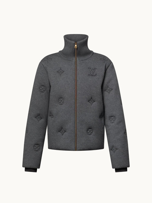 DARK GREY MONOGRAM KNITTED COAT