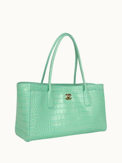 Minzfarbene Kroko-Tasche