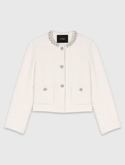MAJE TWEED PEARL JACKET
