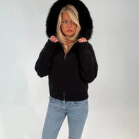 FUR ZIP JACKET BLACK