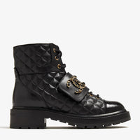 QUILTED COMBAT BOOTS BLACK